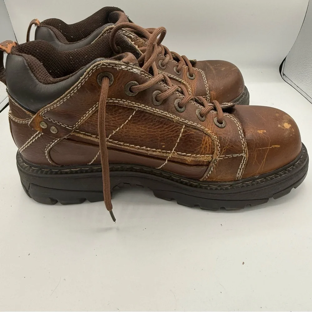 GBX Men's Brown Leather Ankle Lace Up Boots Size 10.5 Y2K Discontinued EUC